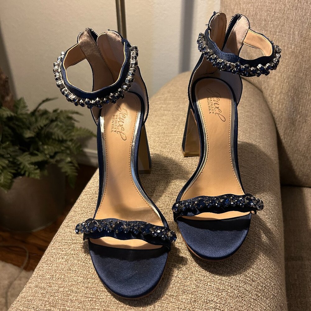 SOLD DO NOT BUY 

Jewel Badgley Mischka Odessa Navy Stacked Ankle  - Size 7